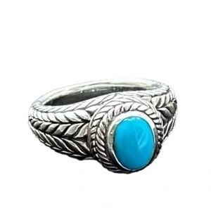 John Hardy JAi Turquoise Silver Basketweave Ring, preloved, 6.5-7